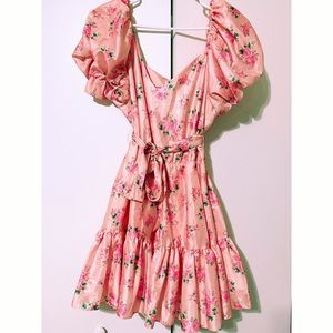 Loveshackfancy x target floral pattern pink puff sleeve belted dress